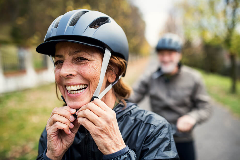 Mature woman biker